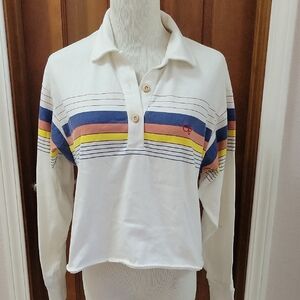 OP White Polo Shirt with Blue Label